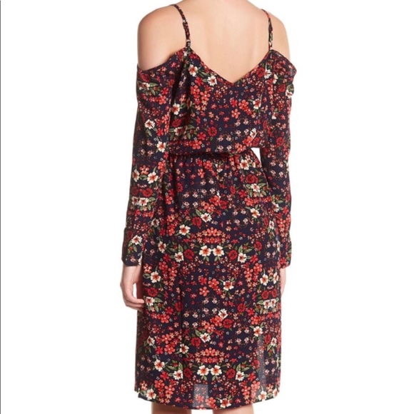 Mimi Chica Cold Shoulder Floral Print Dress, Small - Picture 2 of 4